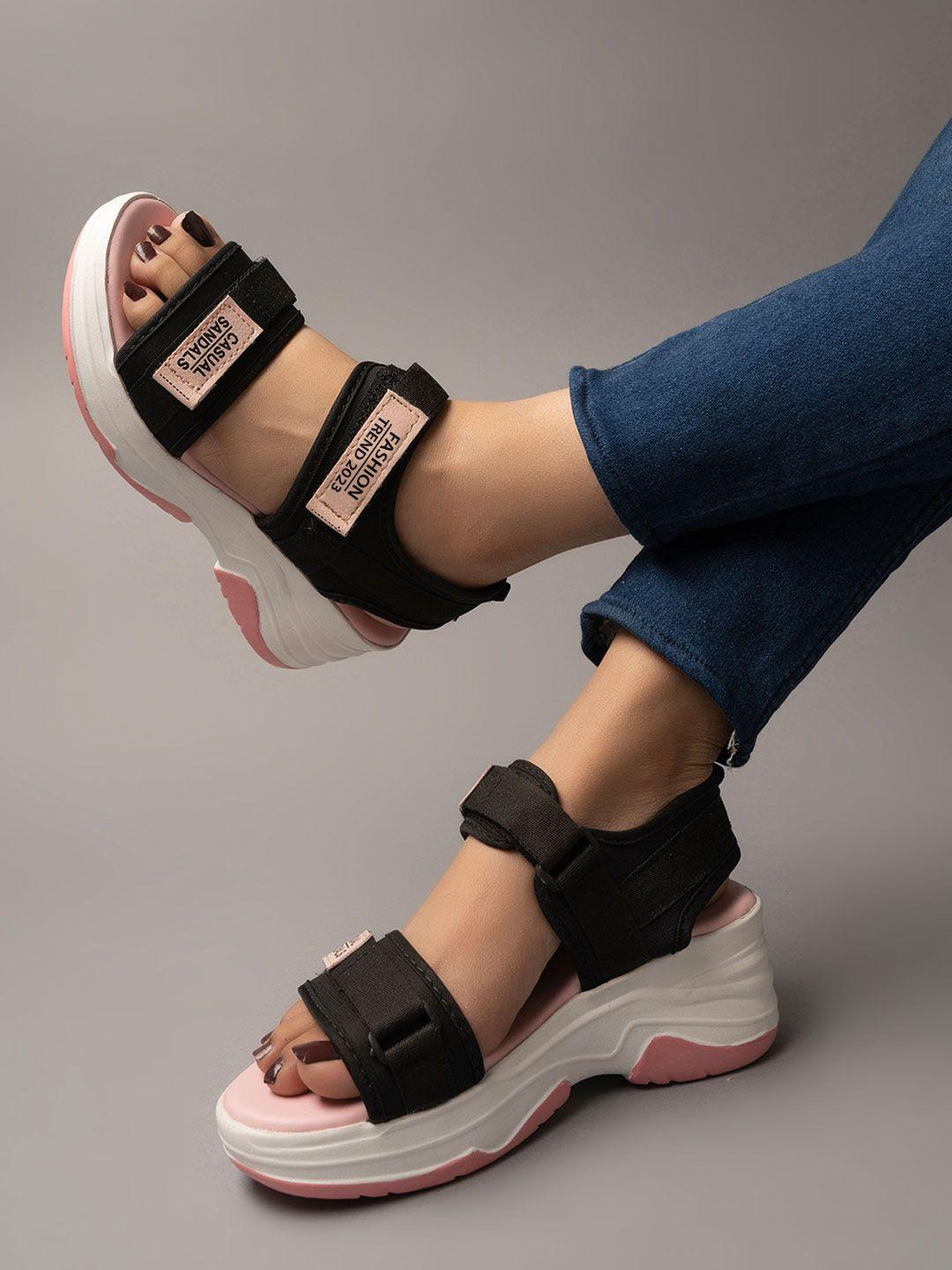 Shoetopia Printed Open Toe Wedge Heels
