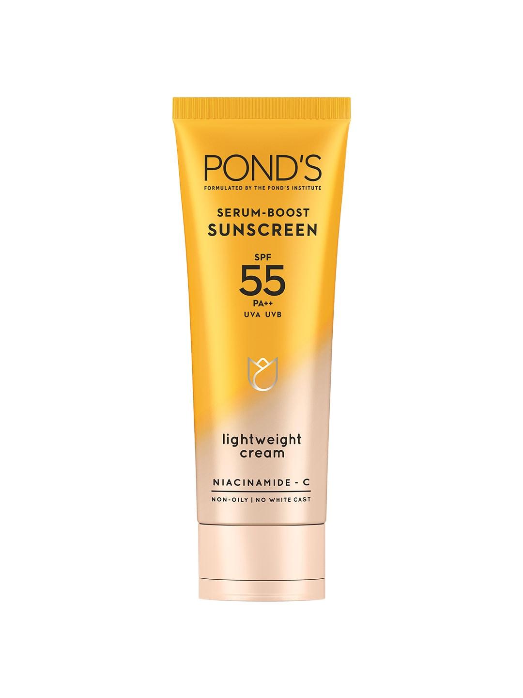 Ponds SPF 55 PA++ UVA UVB Serum Boost Sunscreen with Niacinamide C - 100 g