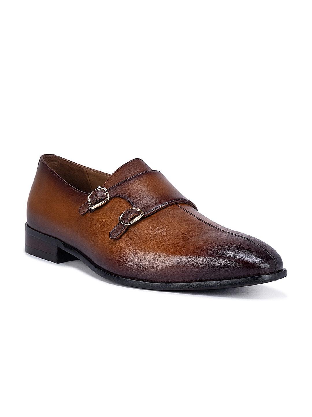 ROSSO BRUNELLO Men Textured Pointed Toe Leather Slip-On Formal Shoes
