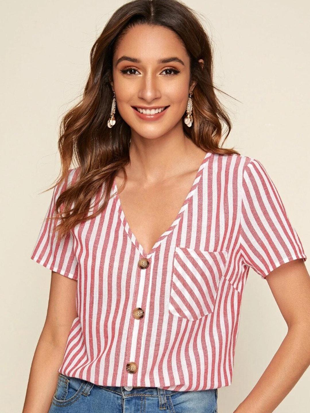 eshami Vertical Striped Shirt Style Top