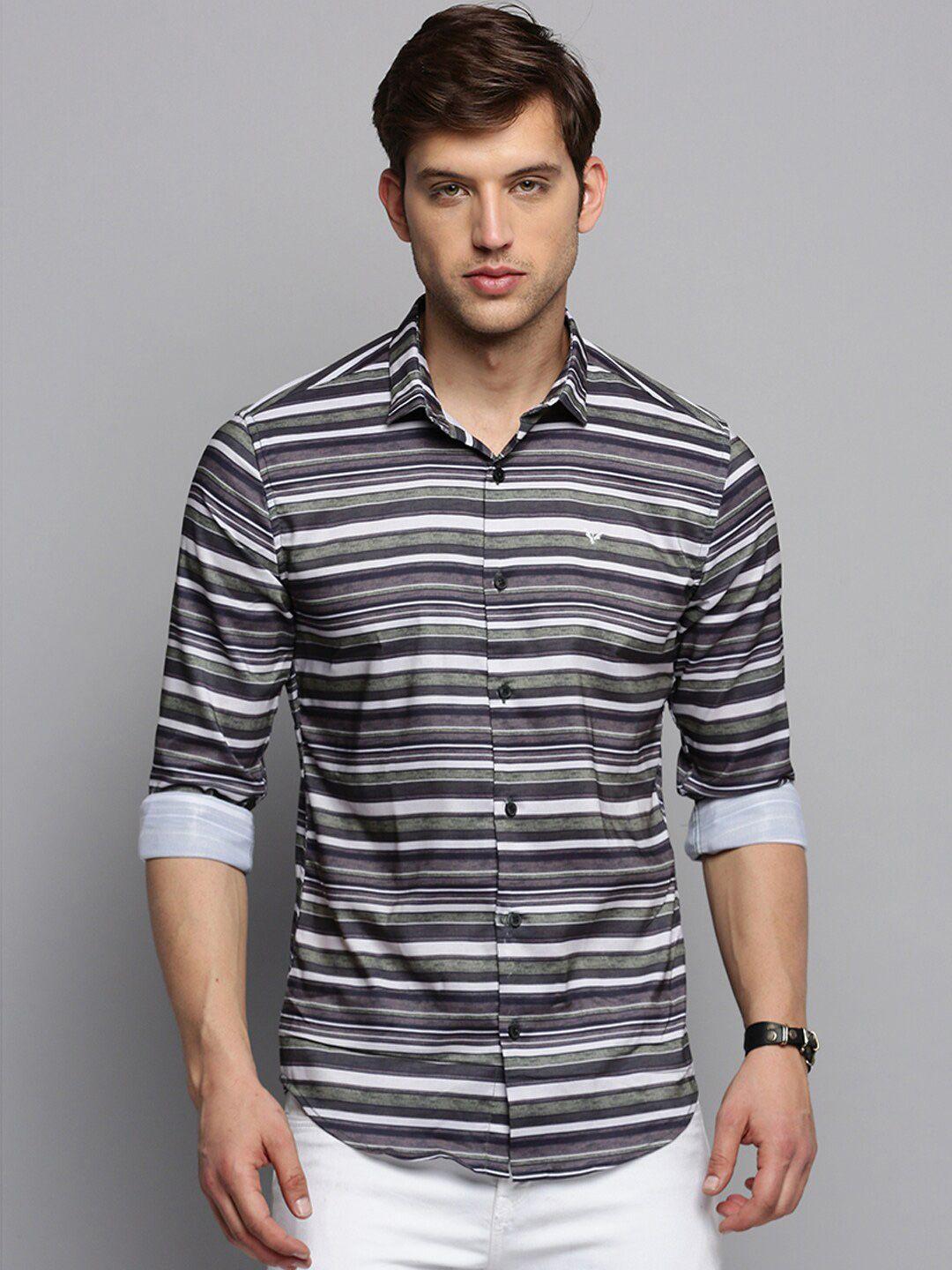 showoff-classic-horizontal-striped-twill-casual-shirt