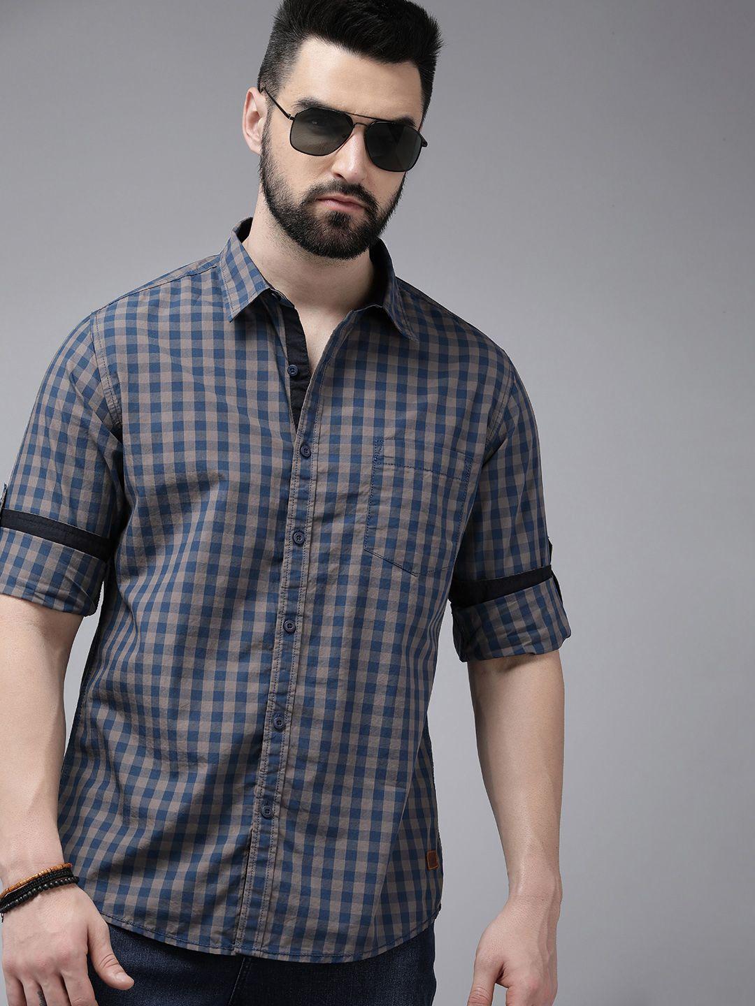 The Roadster Lifestyle Co. Pure Cotton Gingham Checked Casual Shirt