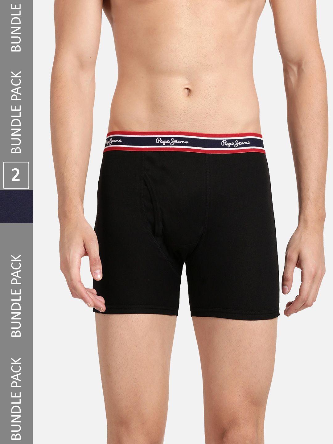 Pepe Jeans Men Pack Of 2 Mid-Rise Cotton Trunks