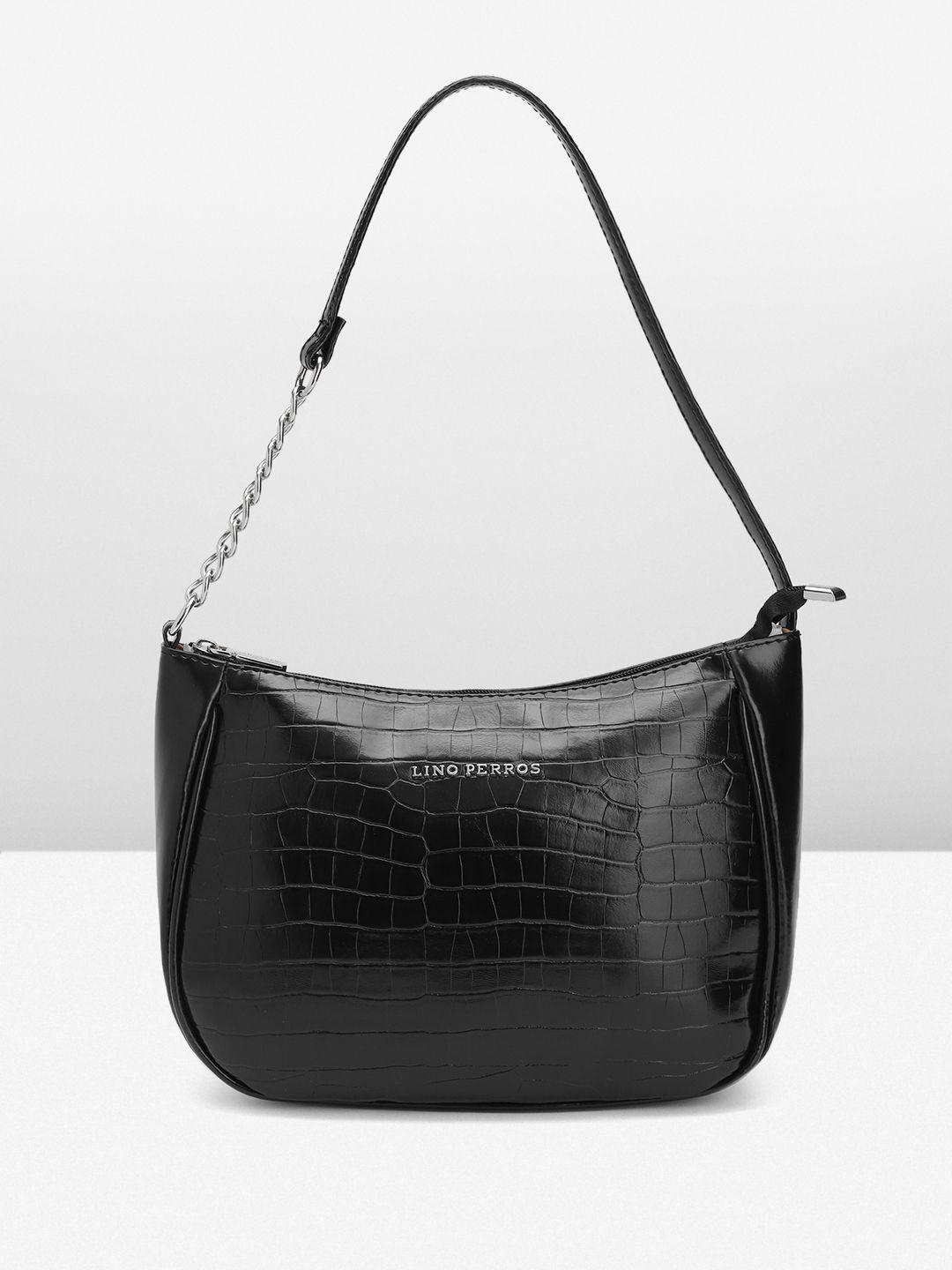 Lino Perros Women Croc Textured Structured Shoulder Bag
