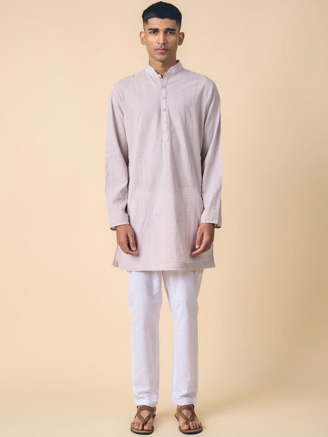 tasva-men-mandarin-collar-pure-cotton-kurta-with-pyjamas-set