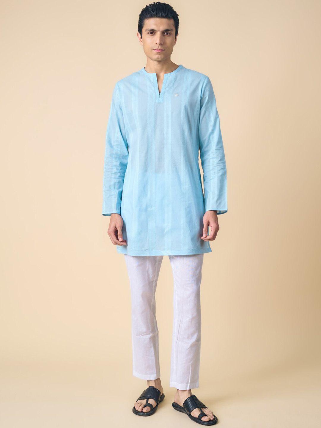 tasva-men-woven-design-striped-pure-cotton-kurta-with-pyjamas-set