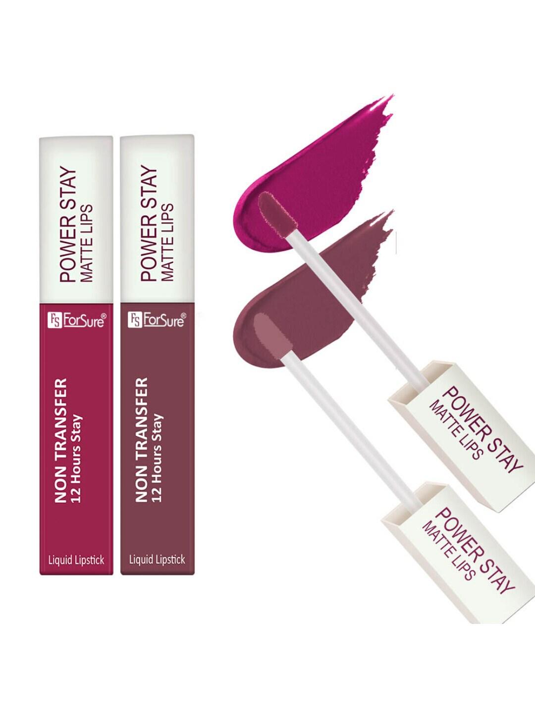 ForSure Set of 2 Power Stay Non Transfer 12Hrs Stay Liquid Lipstick 4 ml each - 10 & 22