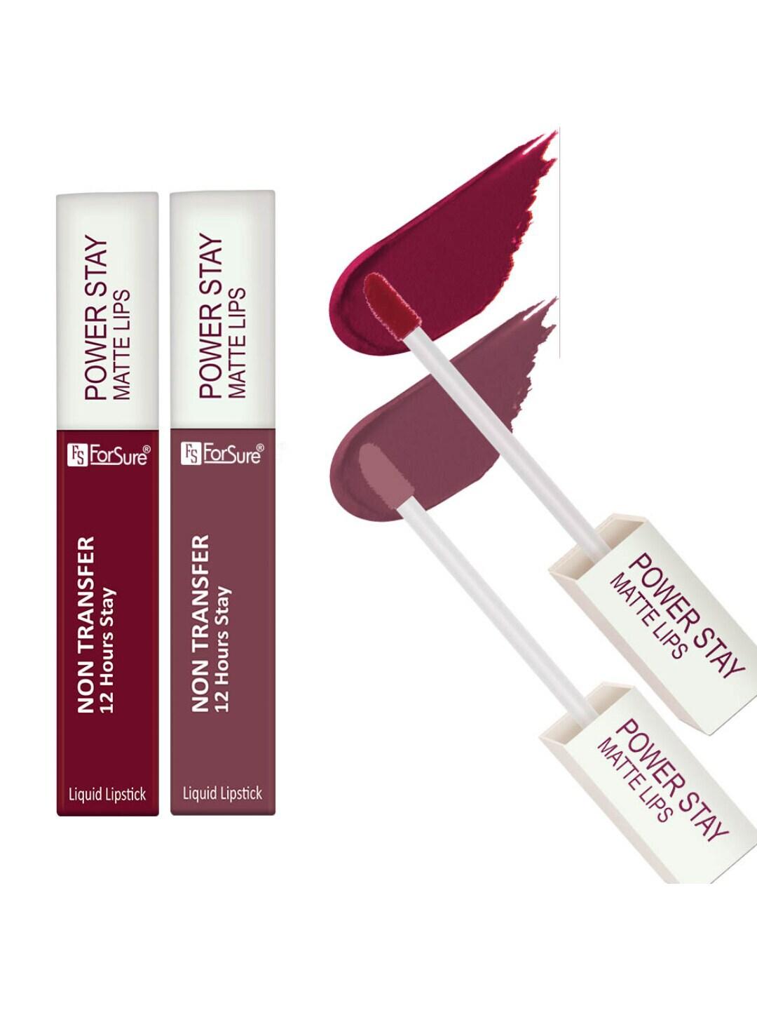 ForSure Set of 2 Power Stay Non Transfer 12Hrs Stay Liquid Lipstick 4 ml each - 09 & 23