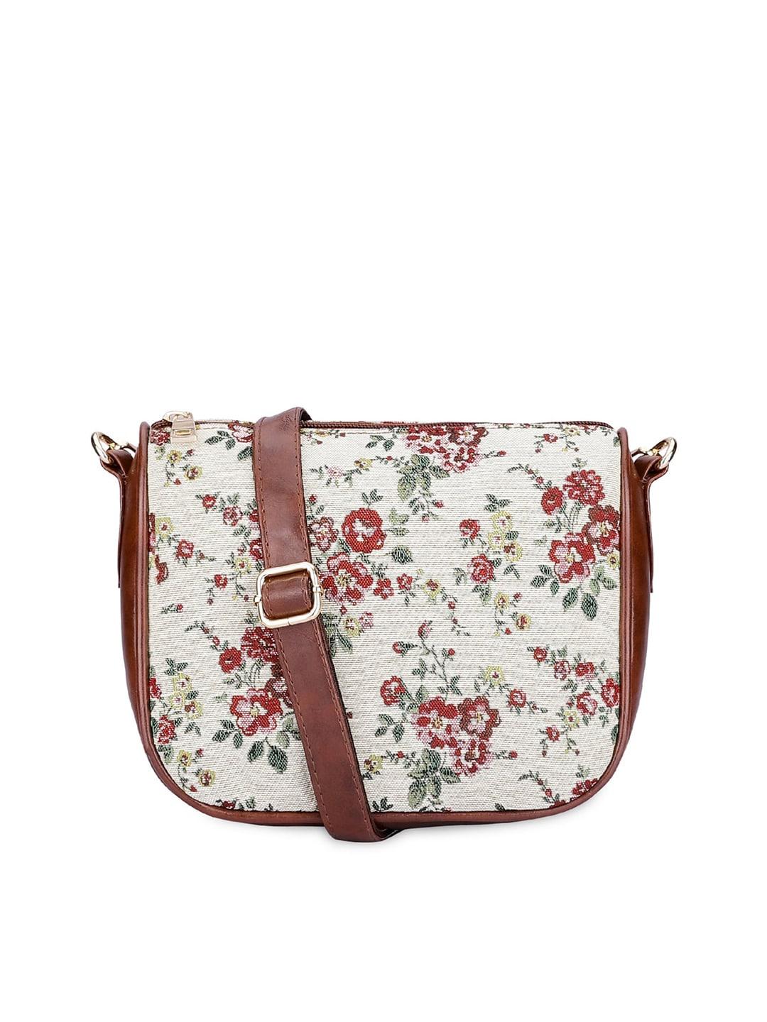 THE CLOWNFISH Floral Printed Structured Sling Bag