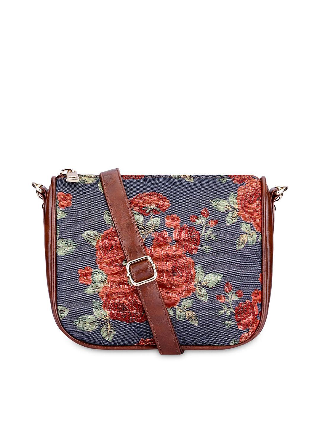 the-clownfish-navy-blue-floral-printed-structured-sling-bag