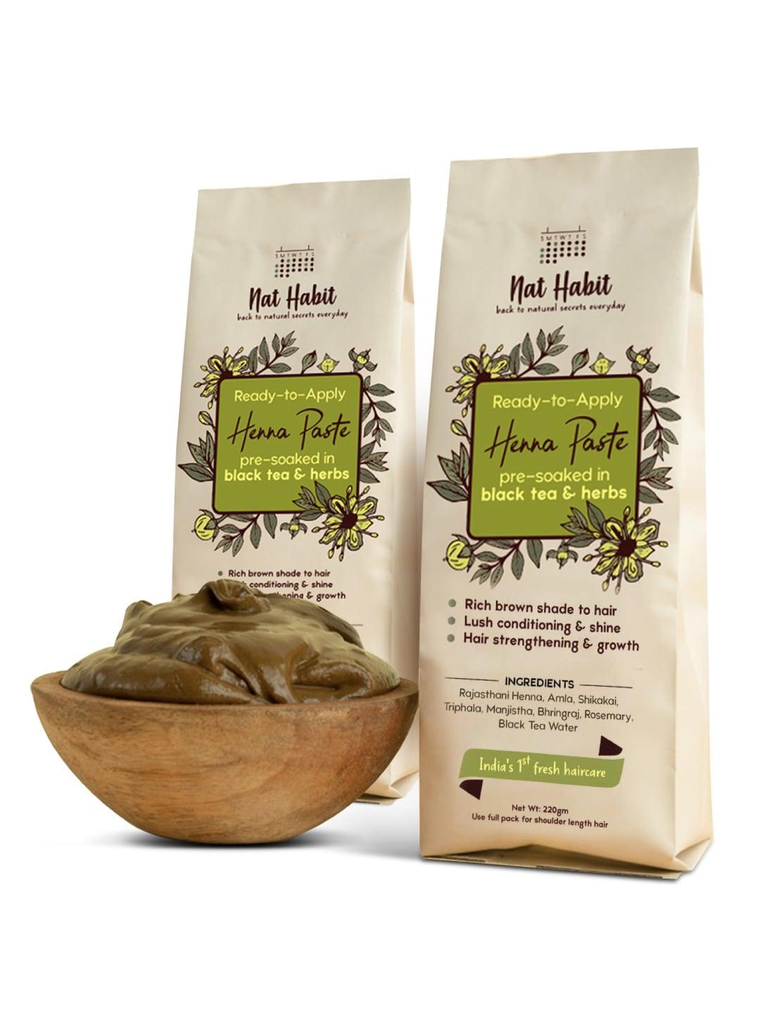 nat Habit Set of 2 100% Natural Ready-To-Apply Henna Paste 220 g Each - Dark Brown