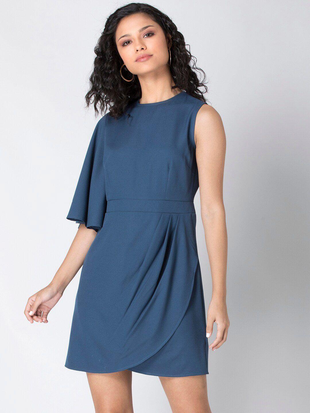 faballey-round-neck-one-sleeve-a-line-dress