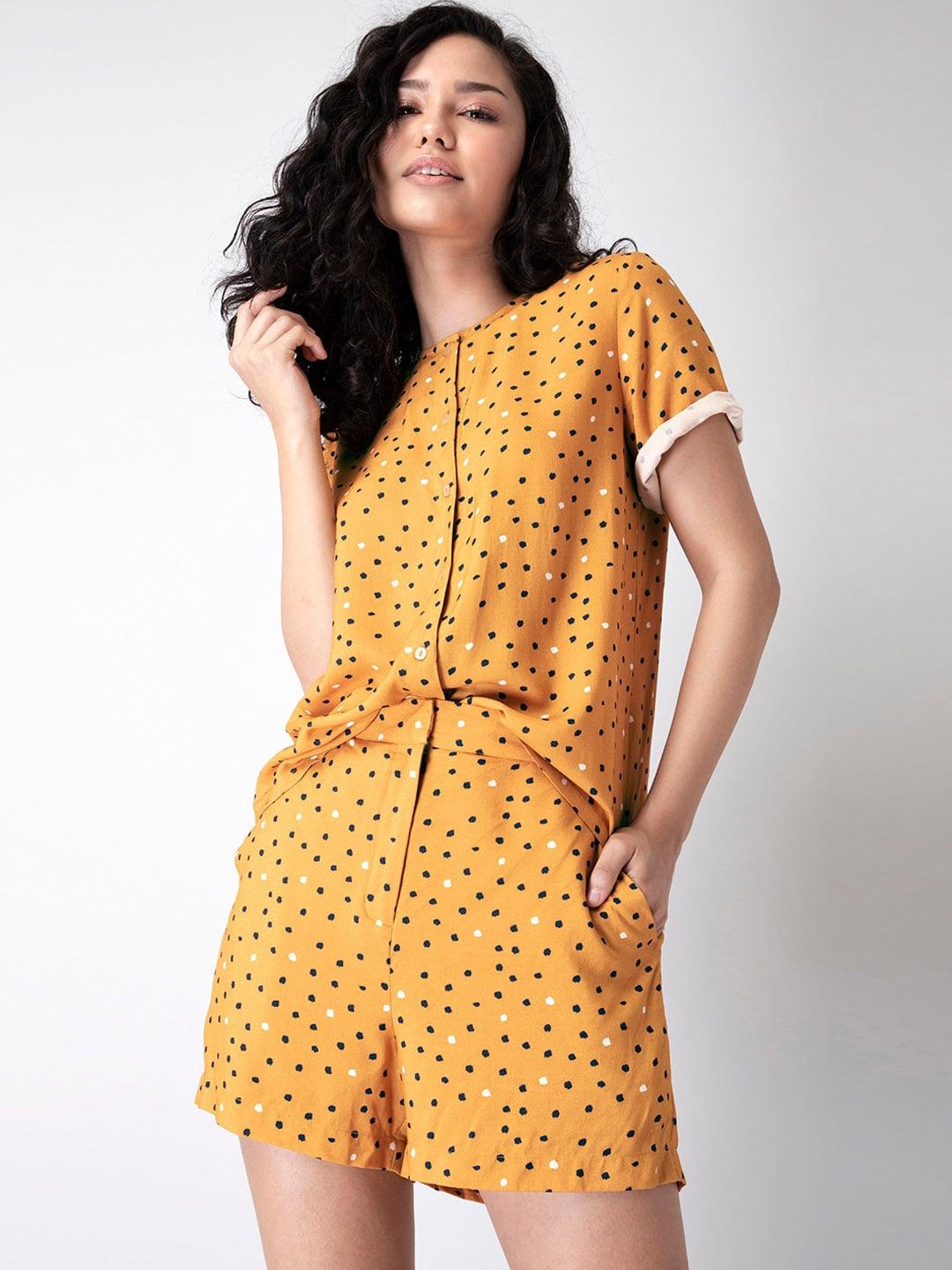 FabAlley Polka Dots Printed Night Suit