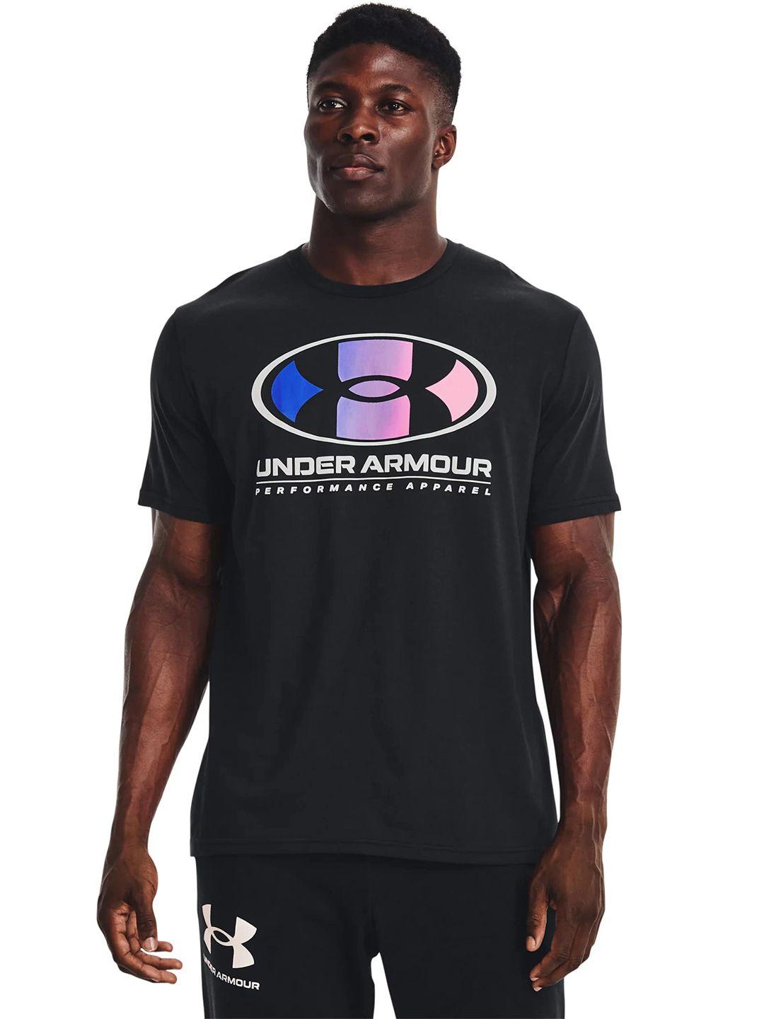 UNDER ARMOUR Men Black Brand Logo Printed Loose T-shirt