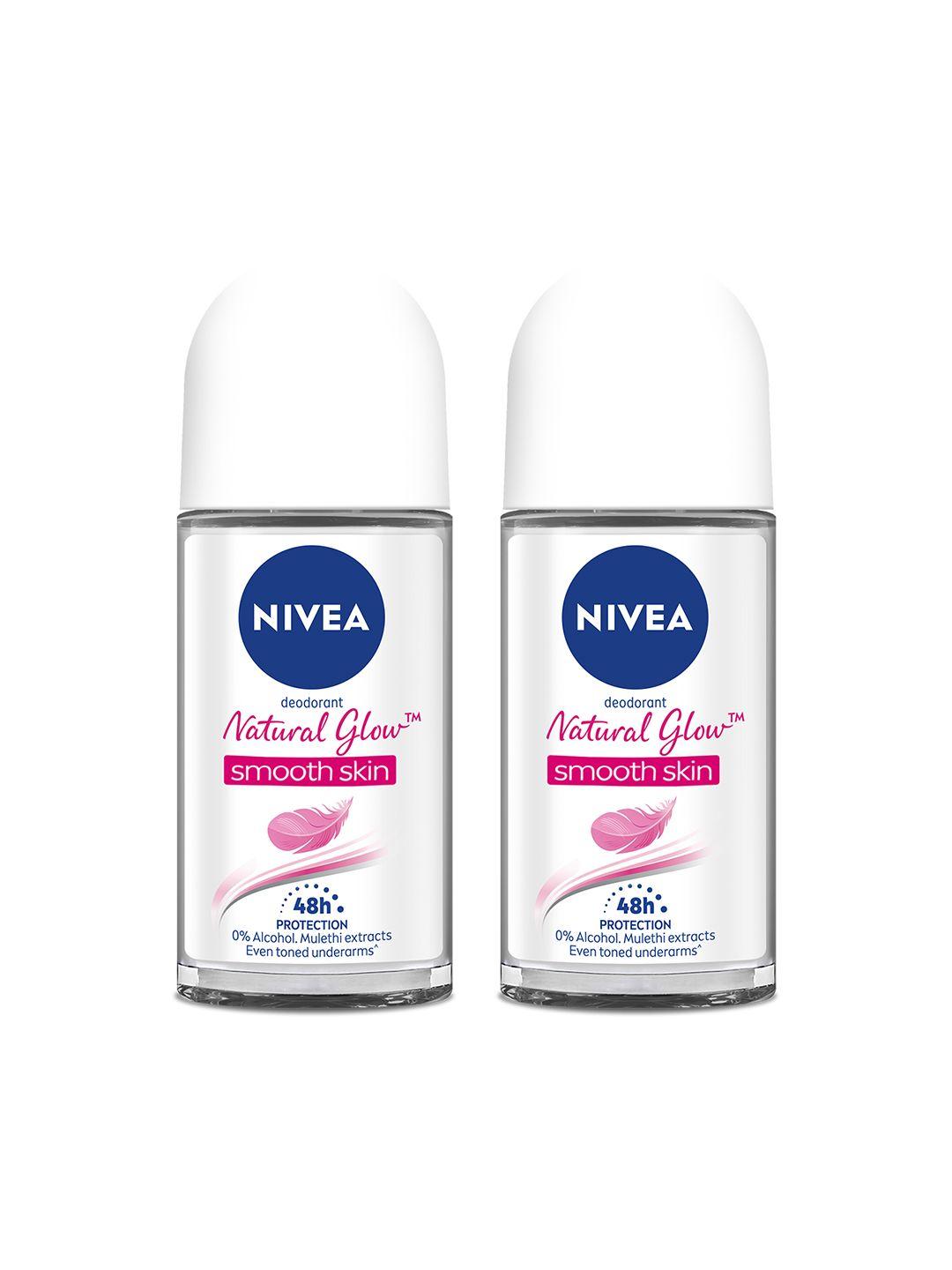 Nivea Women Set of 2 Natural Glow Smooth Skin Roll On Deodorants - 50 ml Each