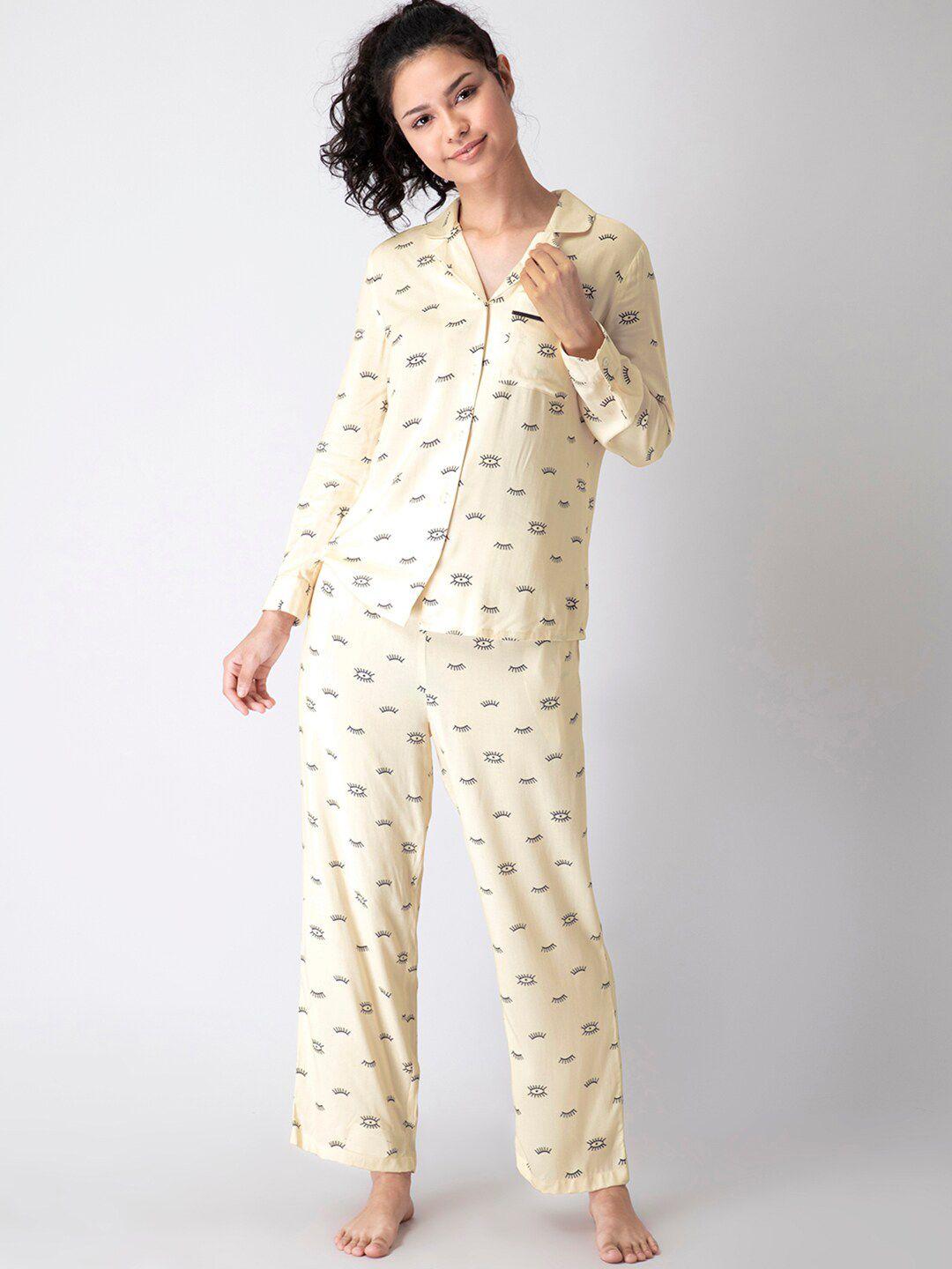 FabAlley Conversational Printed Pure Cotton Night Suit