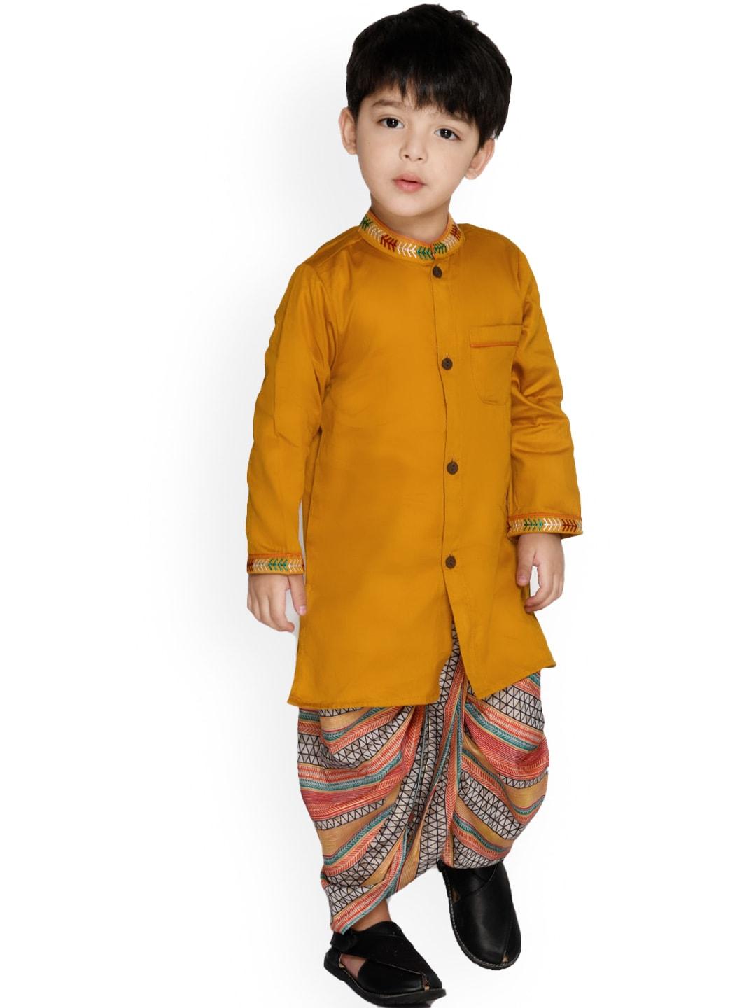 saka-designs-boys-thread-work-pure-cotton-kurta-with-dhoti-pants