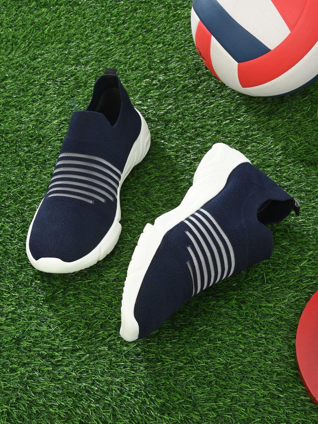 spykar-men-woven-design-mesh-contrast-sole-slip-on-sneakers