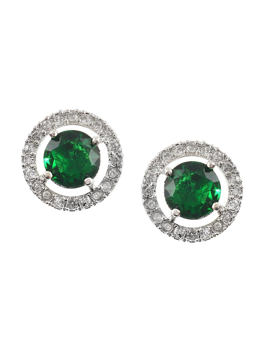 Jewar Mandi Green Contemporary Studs Earrings