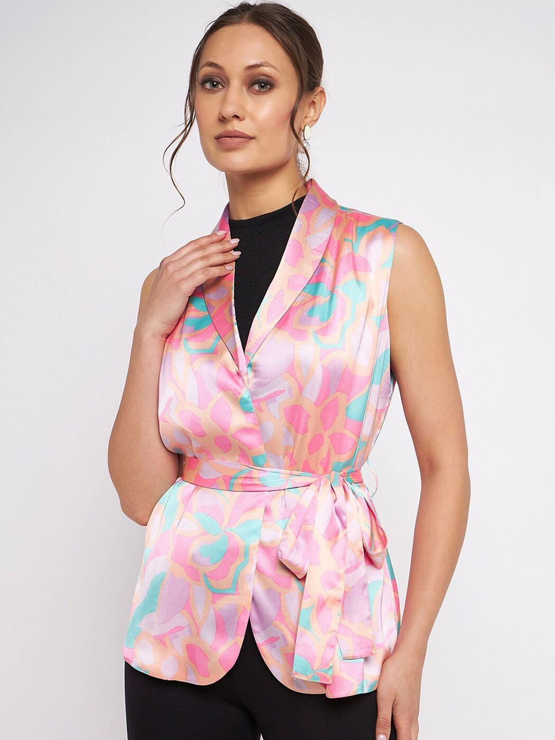 Antheaa Abstract Printed Formal Blazer With Belt