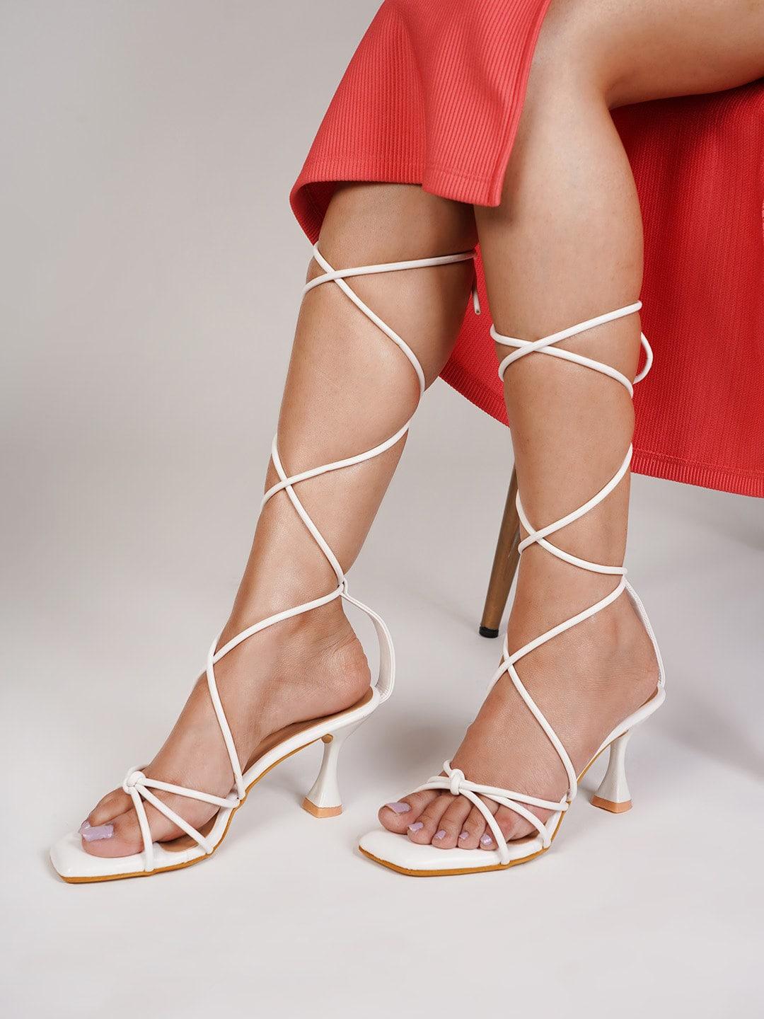 SCENTRA Block Open Toe Gladiators With Lace-Ups