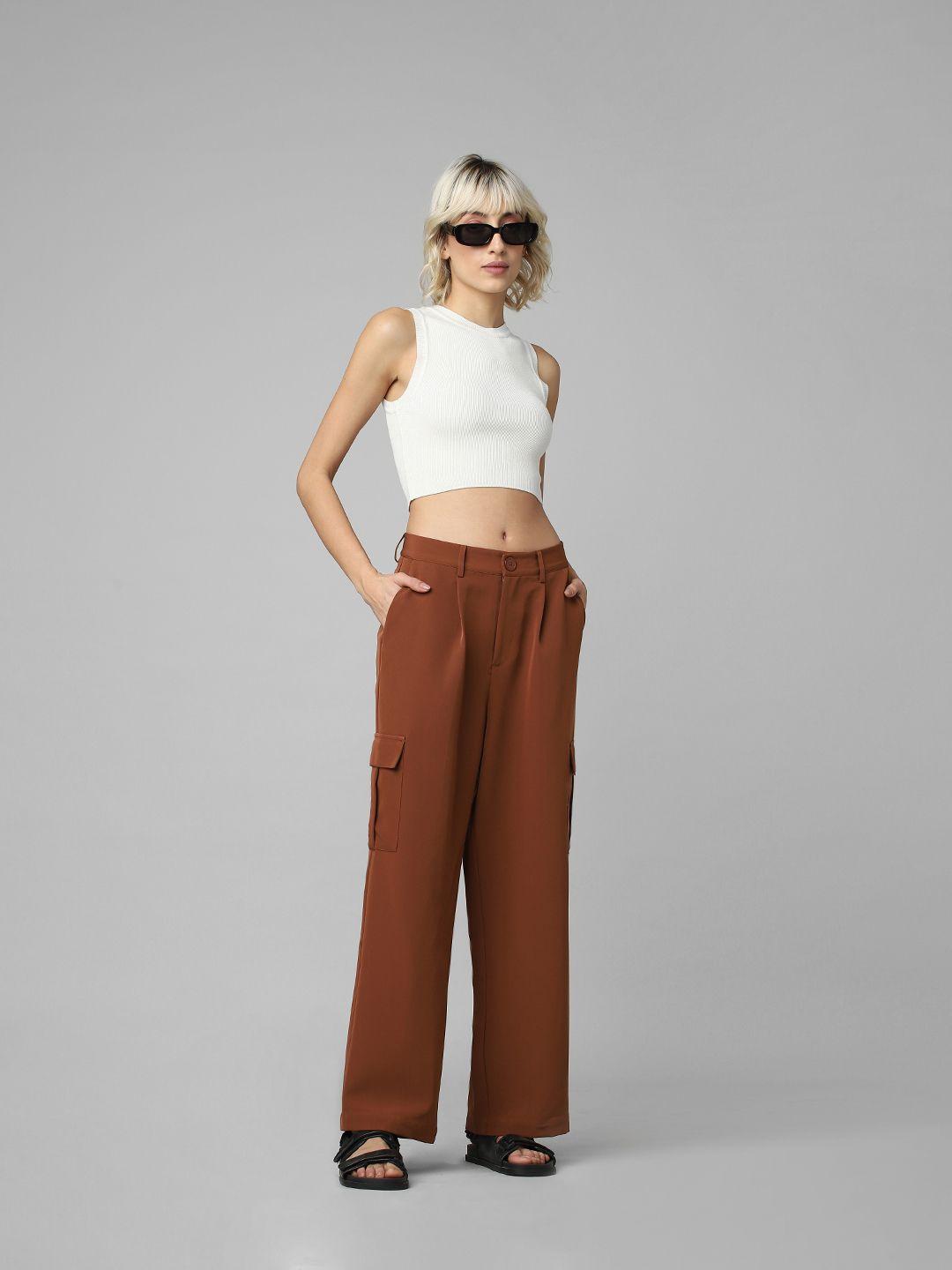 ONLY Women Onlsham Straight Fit High-Rise Pleated Trousers