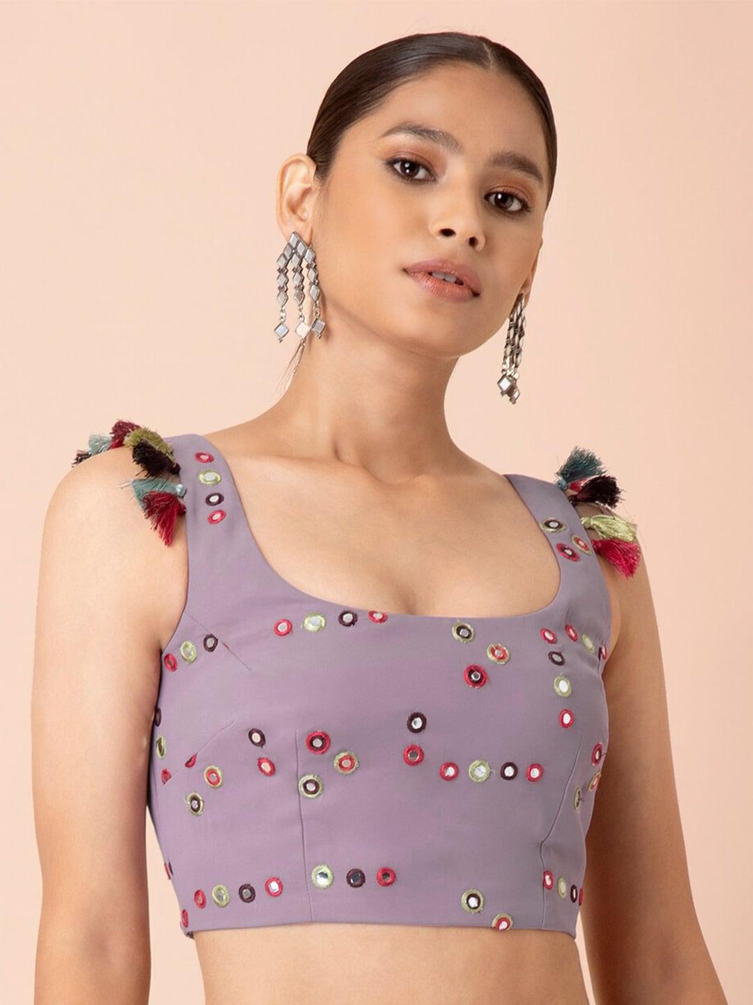 INDYA X Payal Singhal Embroidered Mirror Work Bustier Top