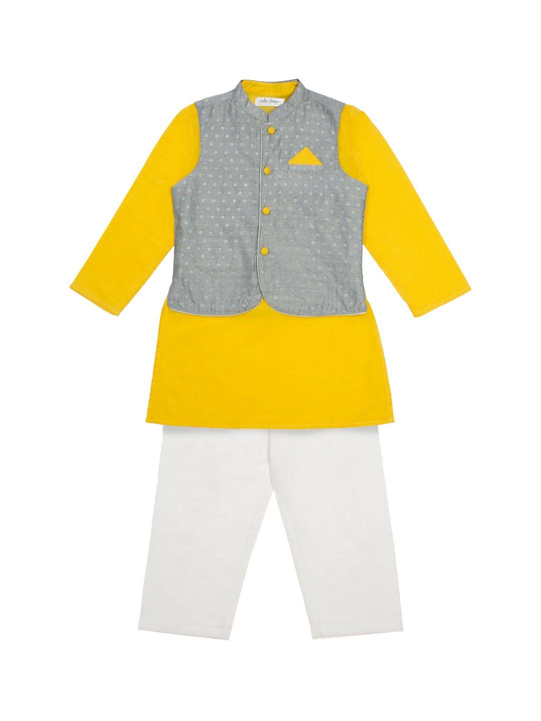 saka-designs-boys-straight-pure-cotton-kurta-with-pyjamas-&-nehru-jacket