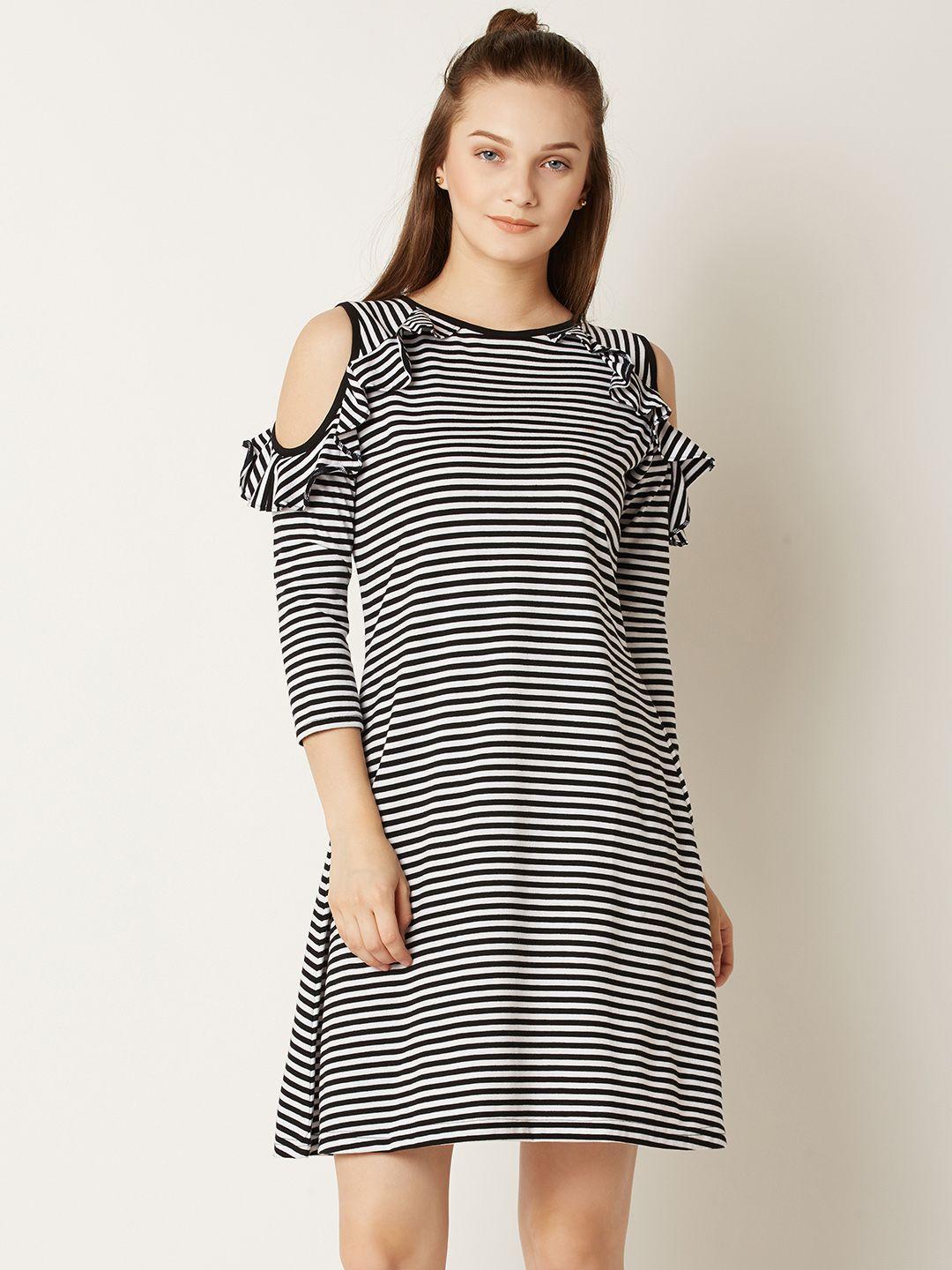 miss-chase-women-black-striped-cold-shoulder-a-line-dress