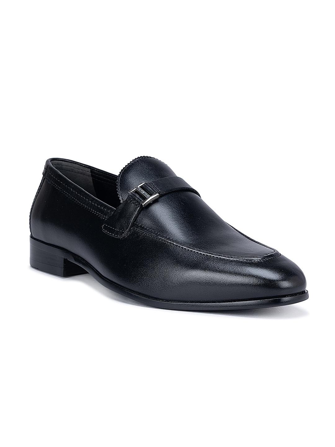 ROSSO BRUNELLO Men Textured Leather Formal Slip-On Shoes