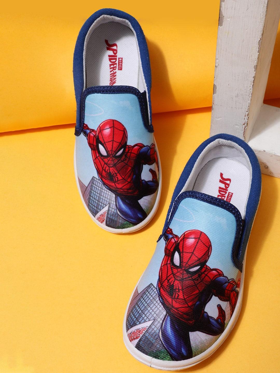Kids Ville Boys Spiderman Printed Lightweight Comfort Insole Canvas Slip On Sneakers