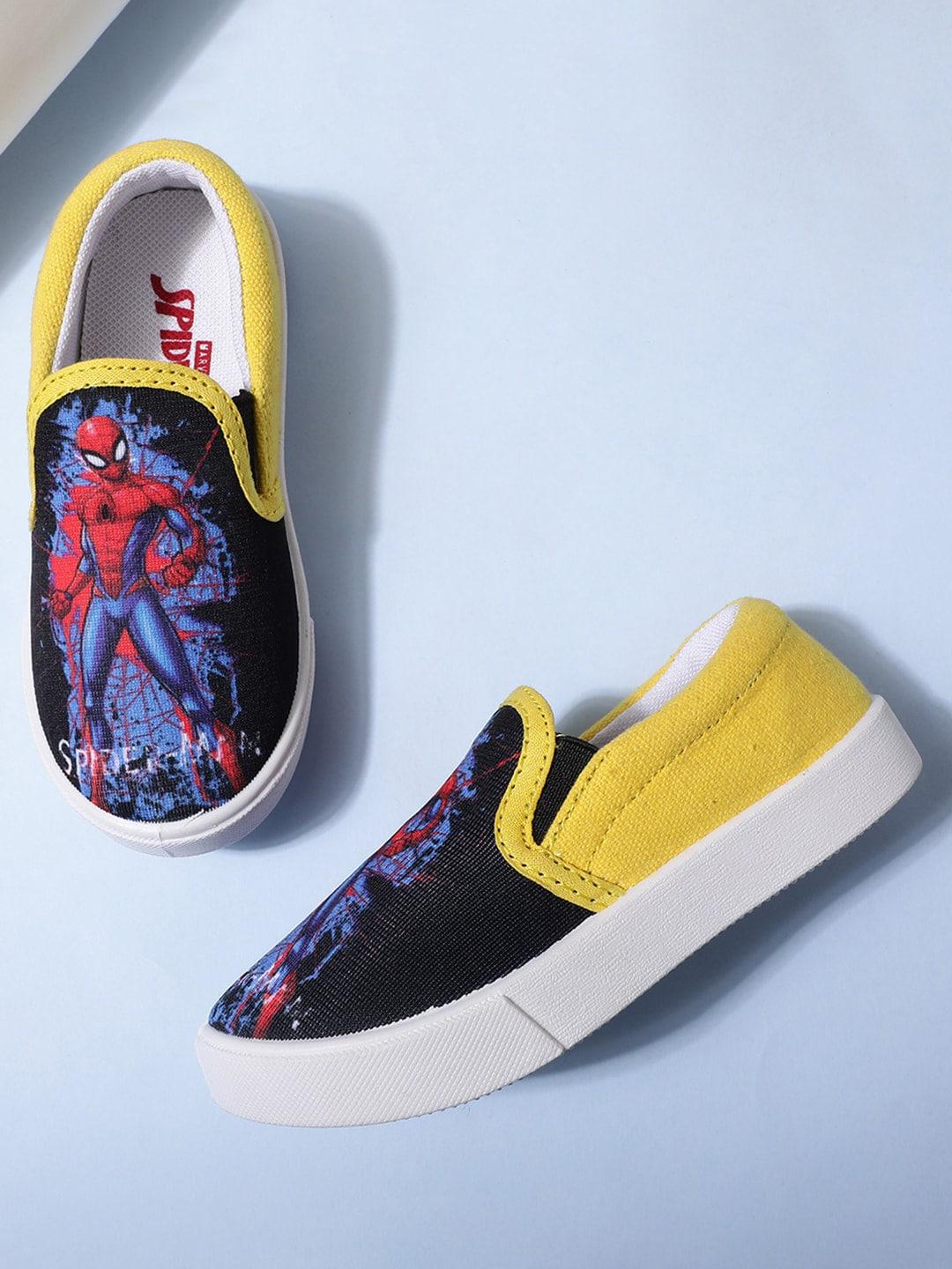 Kids Ville Boys Spiderman Printed Lightweight Comfort Insole Canvas Slip-On Sneakers