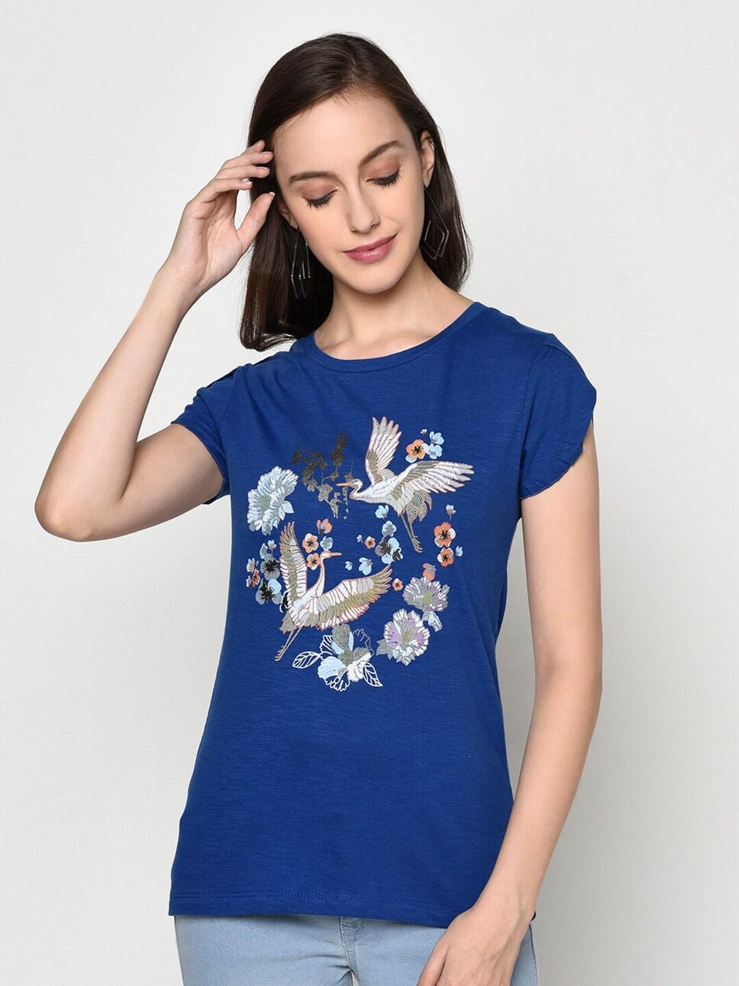 Miss Grace Round Neck Floral Printed T-Shirt