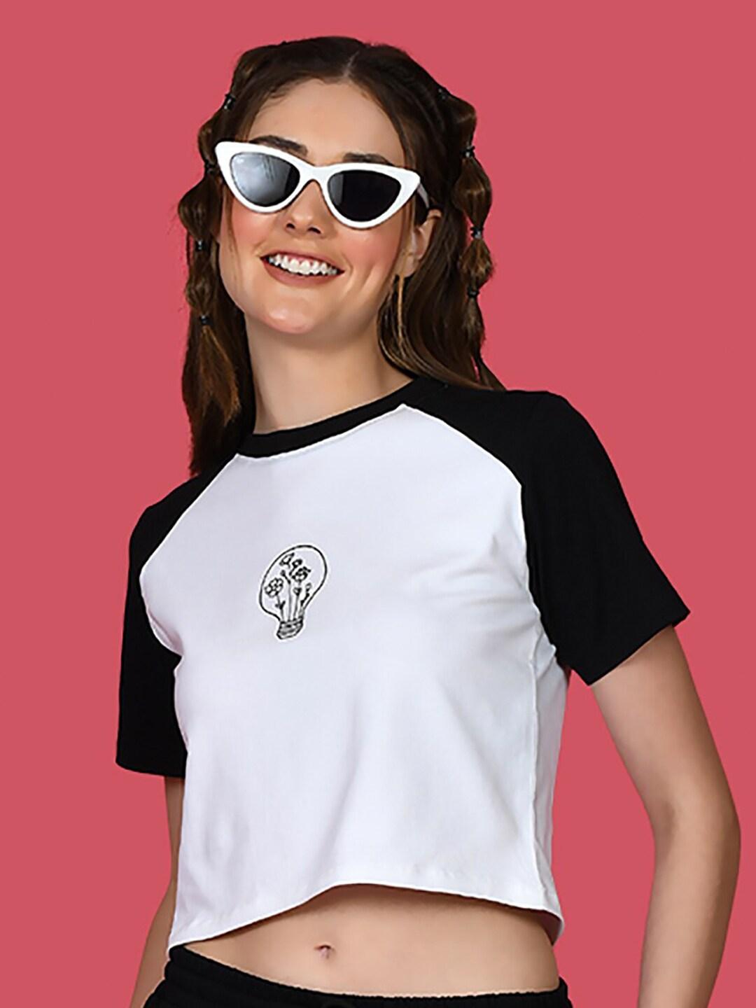 zink Z Raglan Sleeves Cotton Boxy Fit Crop T-shirt