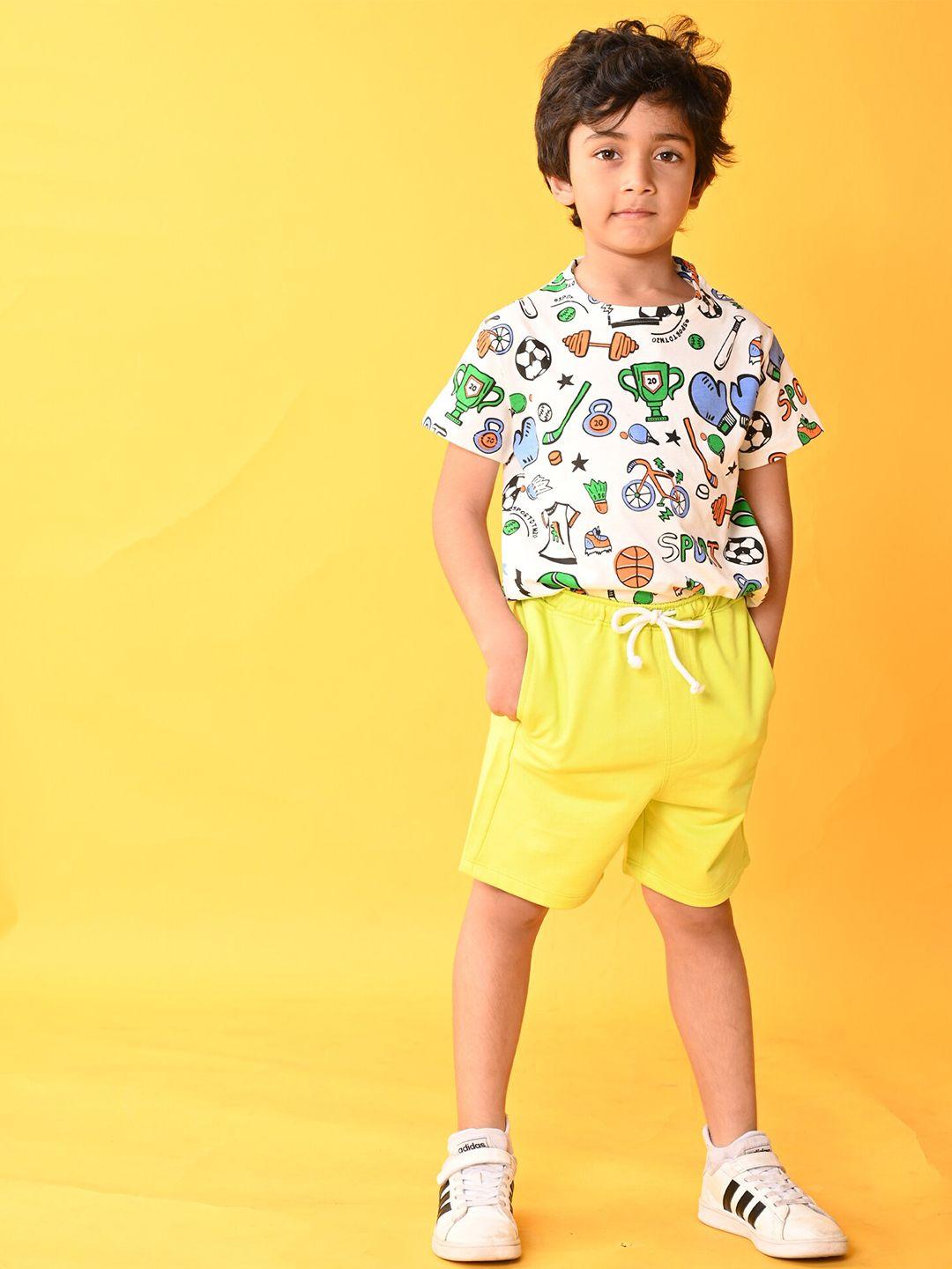 Anthrilo Boys Printed Pure Cotton T-shirt with Shorts