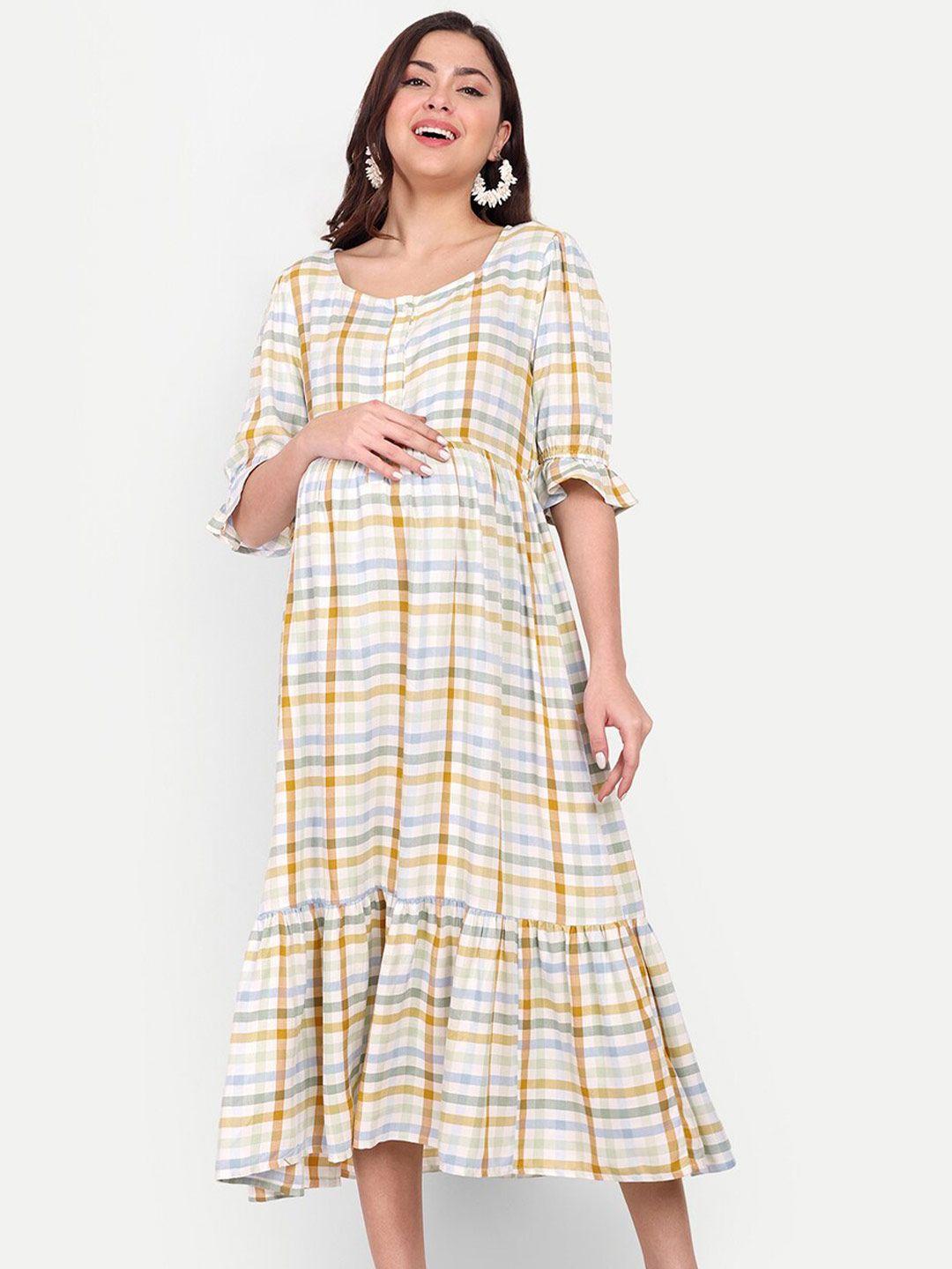 aaruvi-ruchi-verma-checked-maternity-a-line-dress
