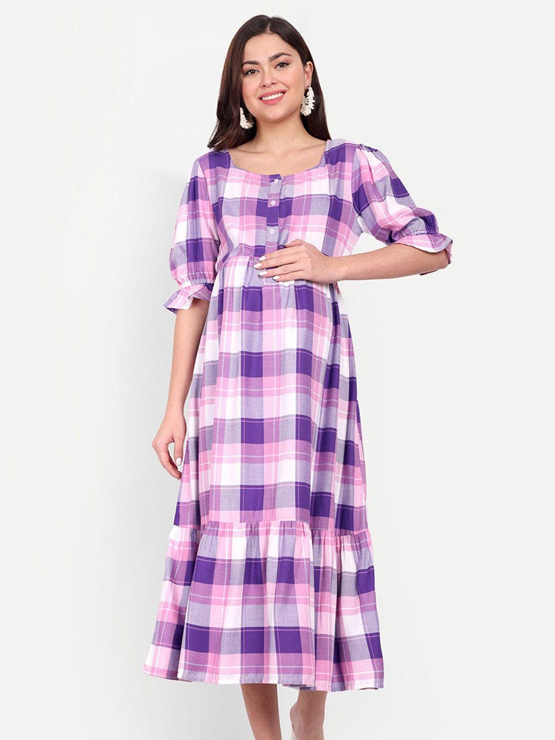 aaruvi-ruchi-verma-checked-maternity-fit-and-flare-dress