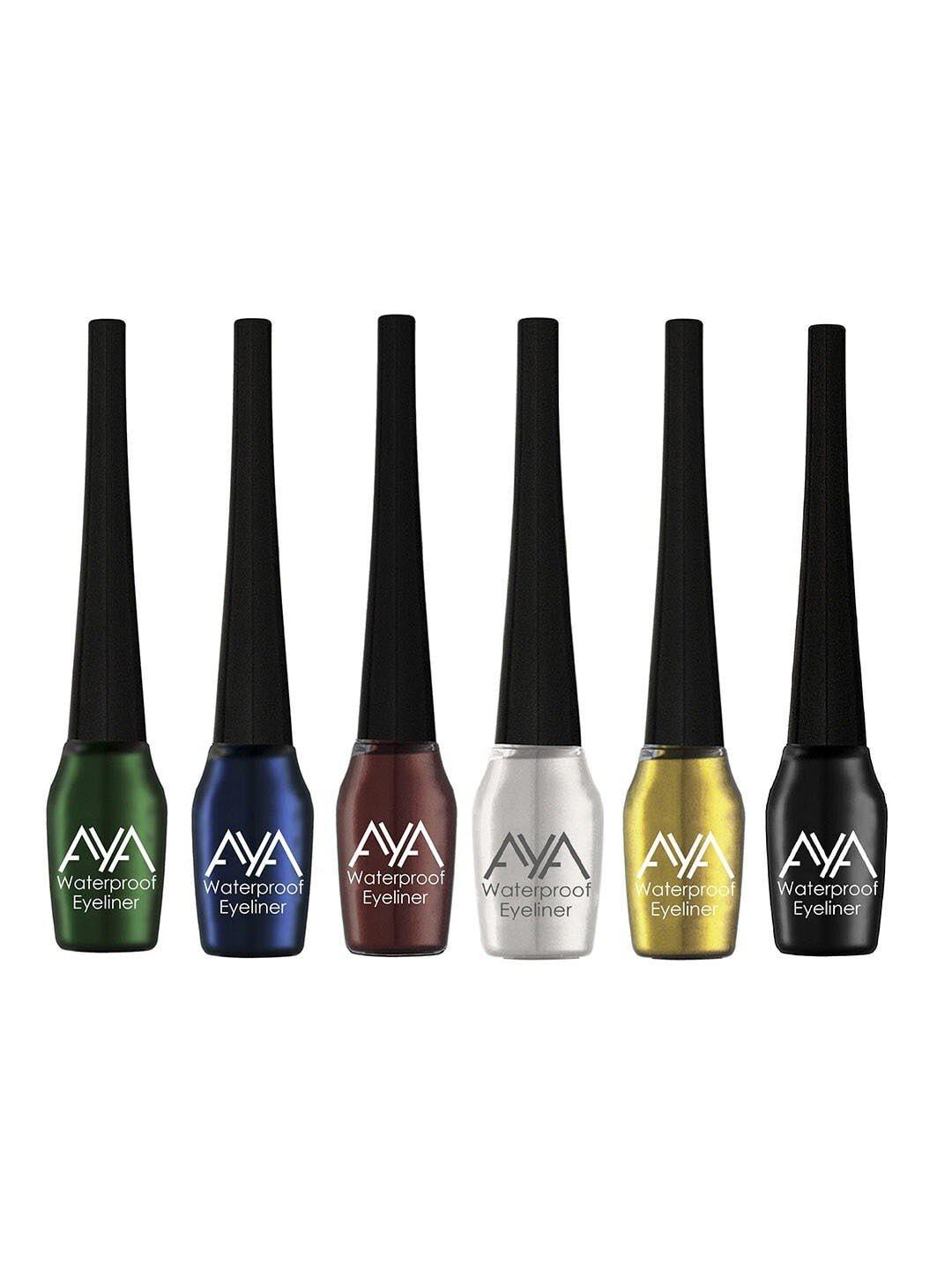 AYA Set Of 6 Long Lasting & Waterproof Liquid Eyeliners - 5ml Each