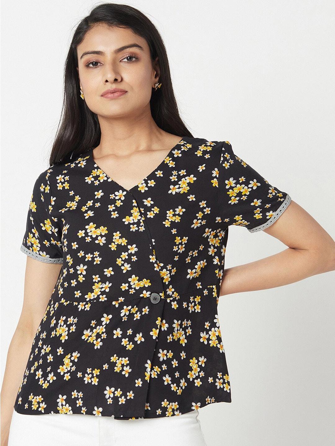 Miss Grace Floral Printed Lace Inserts Top