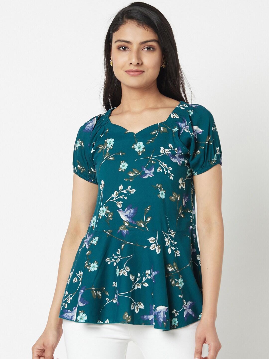 Miss Grace Sweetheart Neck Floral Printed Top