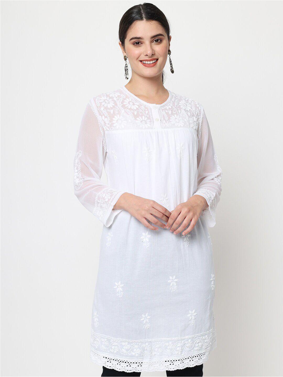 PARAMOUNT CHIKAN Embroidered Cotton Long Sleeves Chikankari Tunic