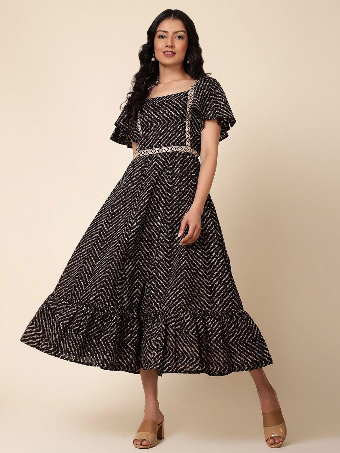 bani-women-geometric-printed-flared-sleeve-fit-&-flare-midi-dress