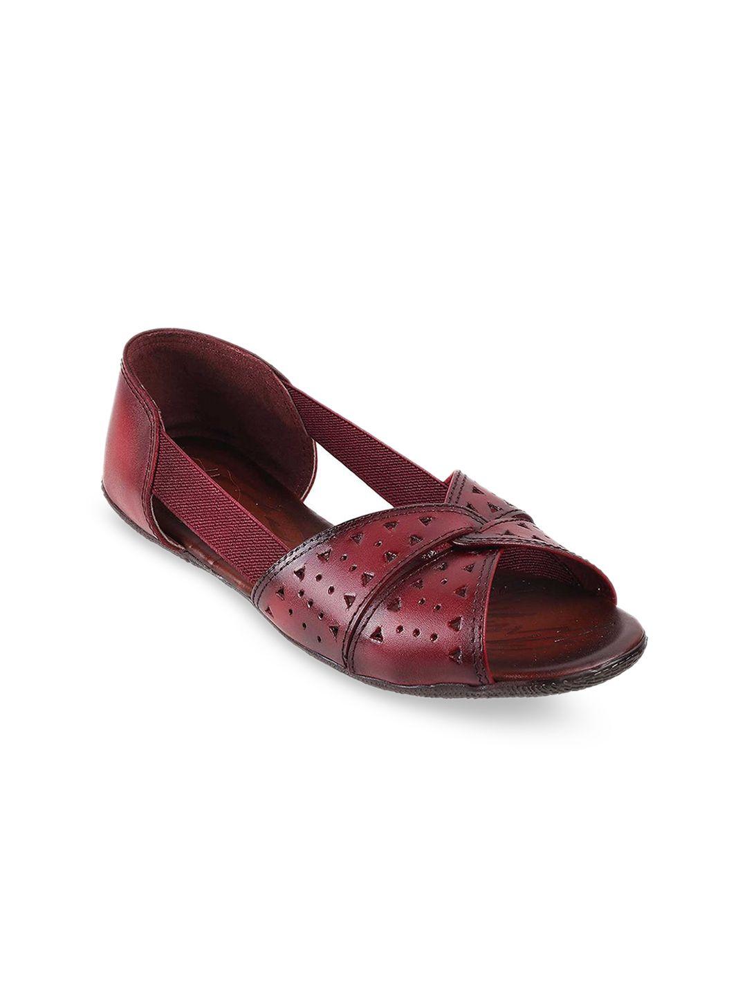 mochi-women-textured-leather-open-toe-flats-with-laser-cuts