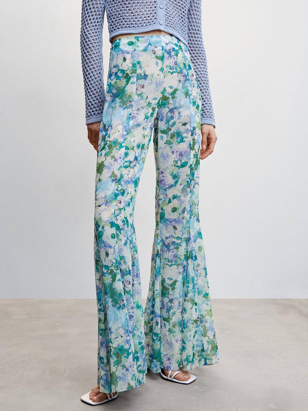MANGO Women Floral Printed High-Rise Trousers