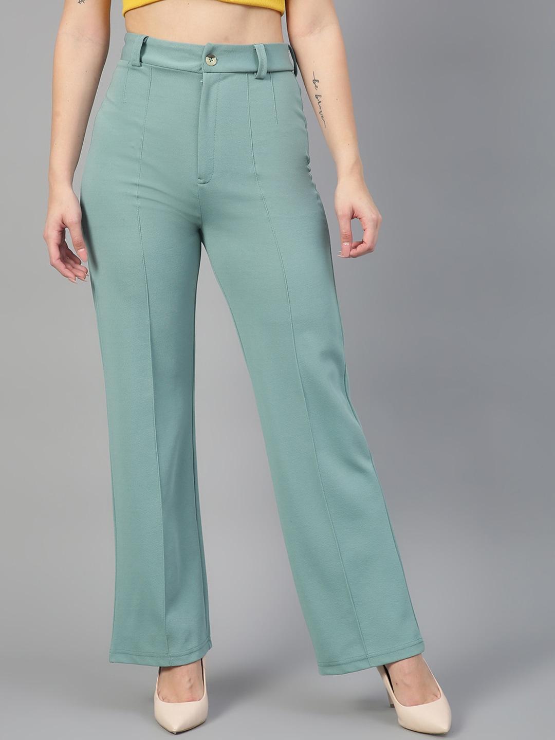 Kotty Women Relaxed Straight Fit High-Rise Easy Wash Parallel Trousers