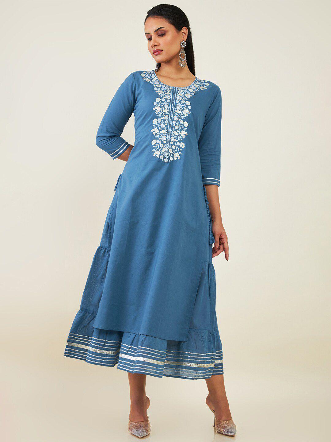 soch-round-neck-floral-embroidered-fit-and-flare-cotton-ethnic-dress
