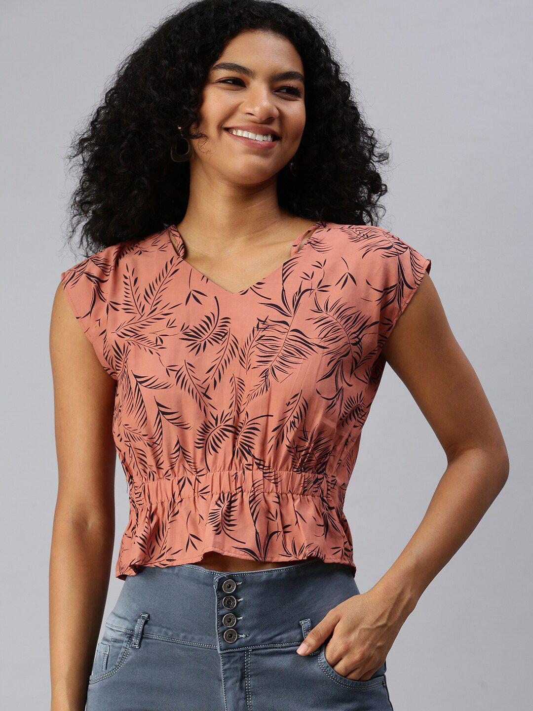 showoff-tropical-printed-extended-sleeves-crepe-styled-back-top