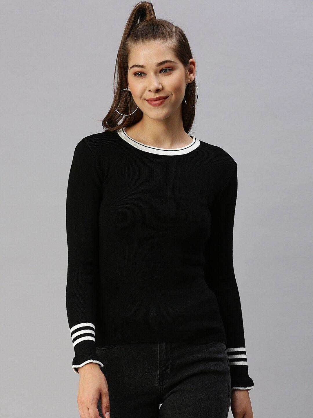 showoff-round-neck-ribbed-fitted-top