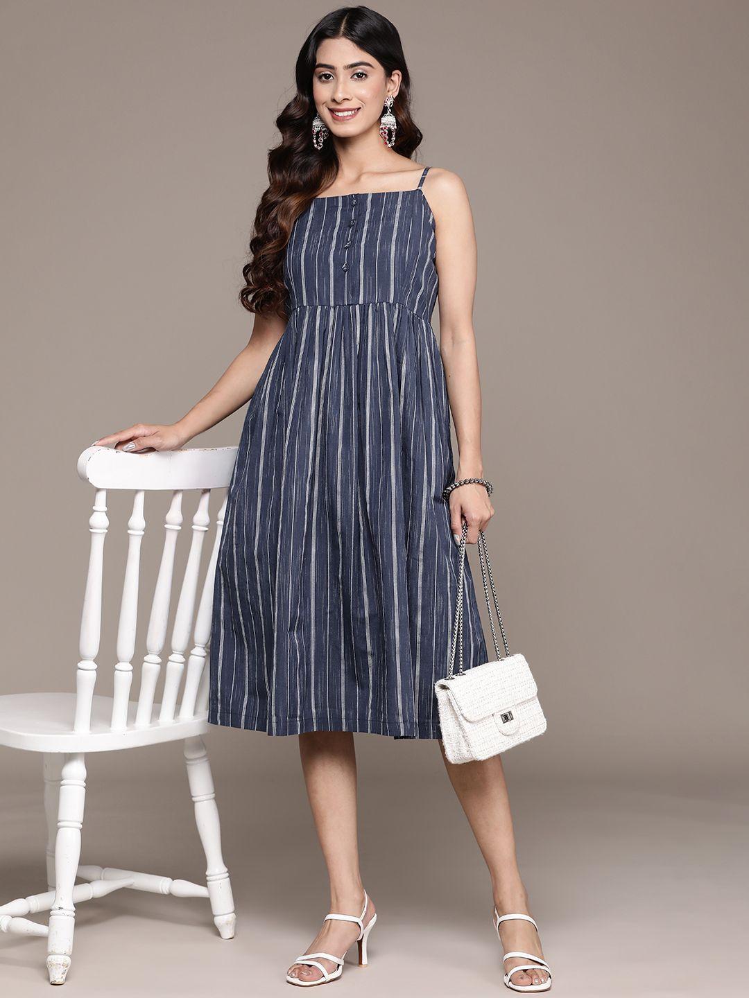 anubhutee-striped-a-line-midi-dress