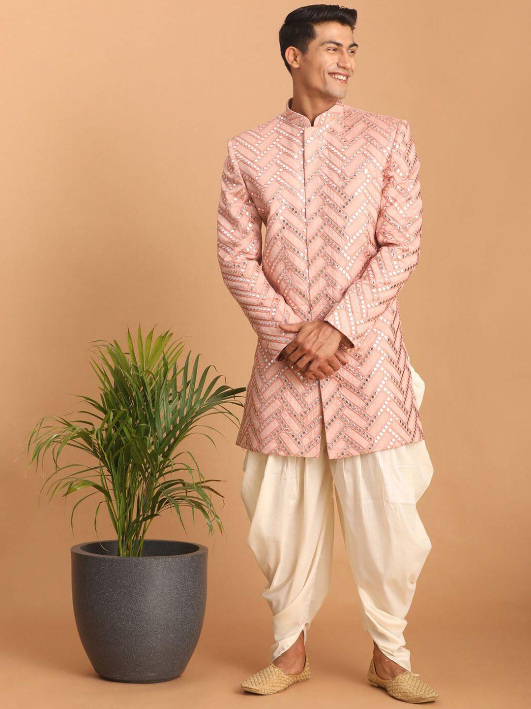 shrestha-by-vastramay-men-embroidered-with-mirror-indo-western-slim-fit-sherwani-set
